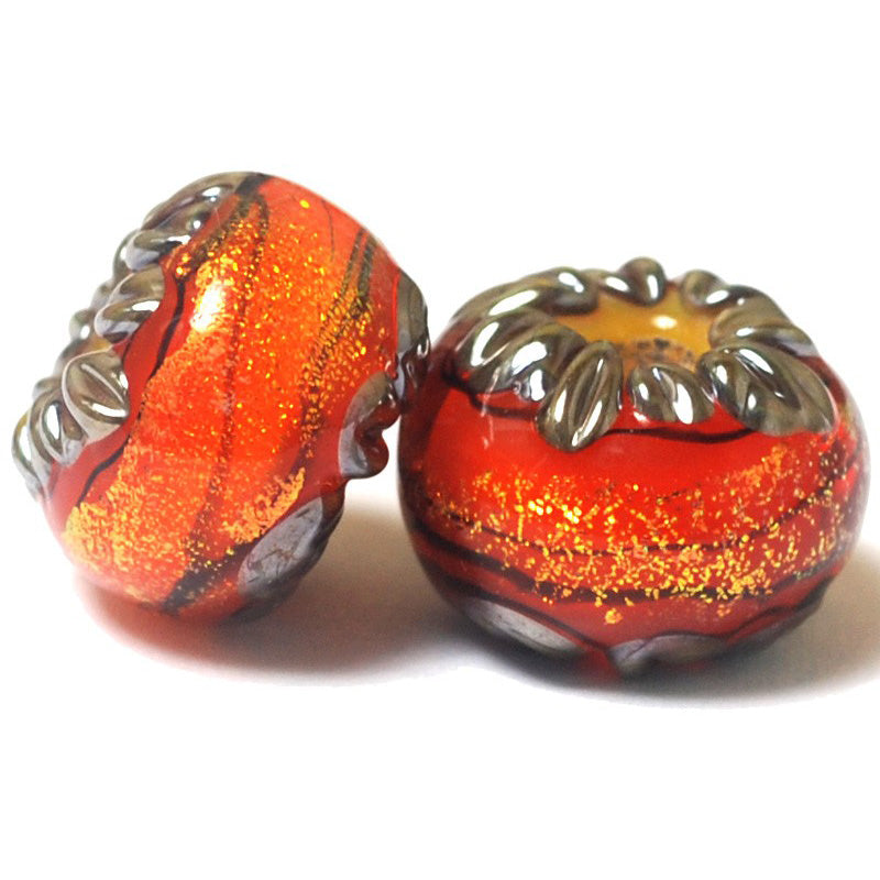 10706801 - Seven Bonfire Shimmer Rondelle Beads