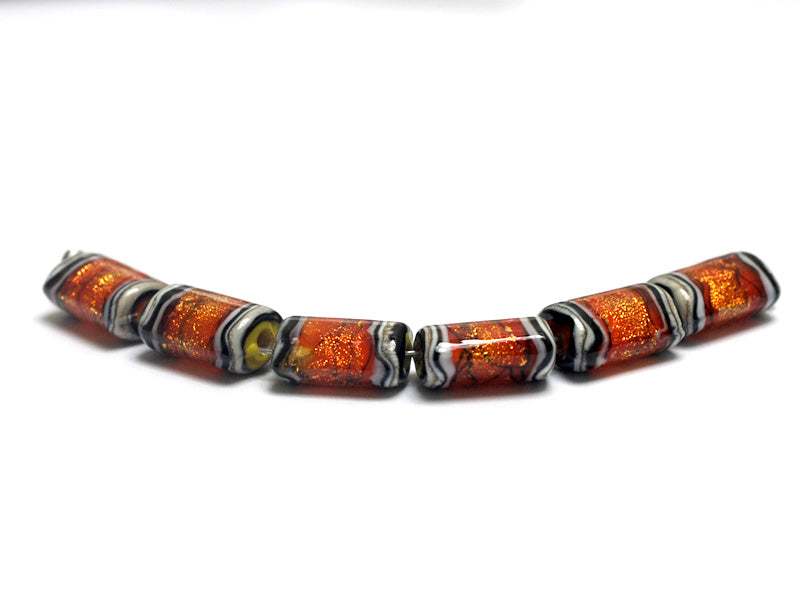 10706803 - Six Bonfire Shimmer Mini Kalera Beads
