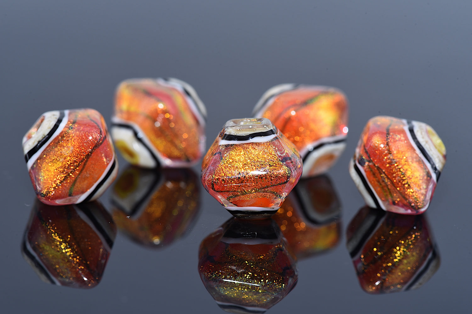 10706807 - Five Bonfire Shimmer Crystal  Shaped Beads