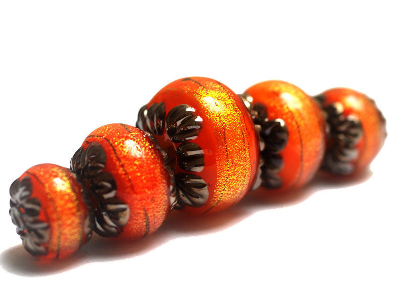 10706811 - Five Bonfire Shimmer Graduated Rondelle Beads