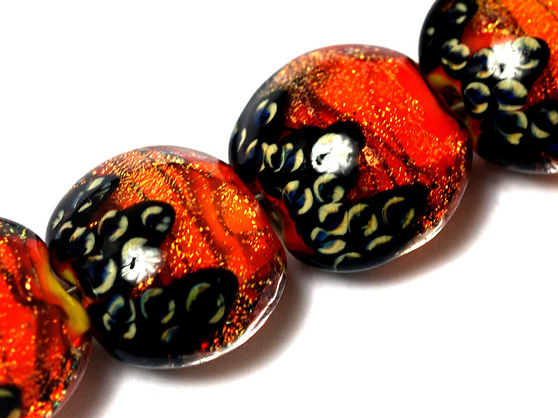 10706812 - Four Bonfire Shimmer Lentil Beads