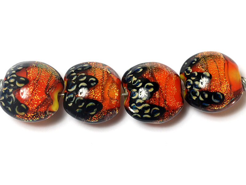 10706812 - Four Bonfire Shimmer Lentil Beads