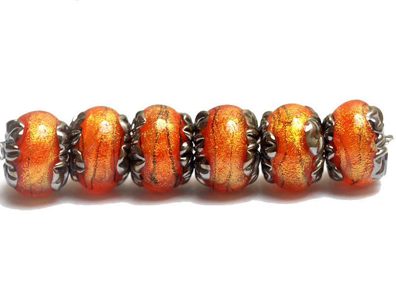 10706821 - Six Bonfire Shimmer Rondelle Beads