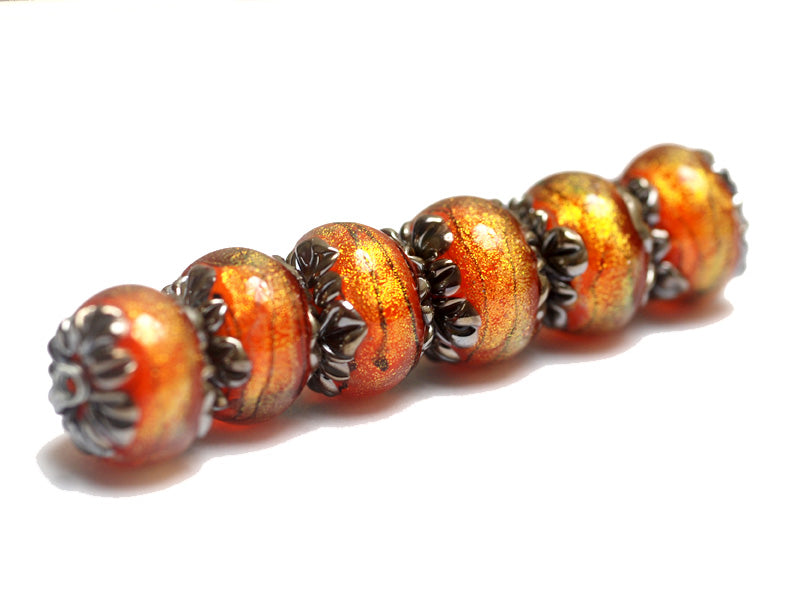 10706821 - Six Bonfire Shimmer Rondelle Beads