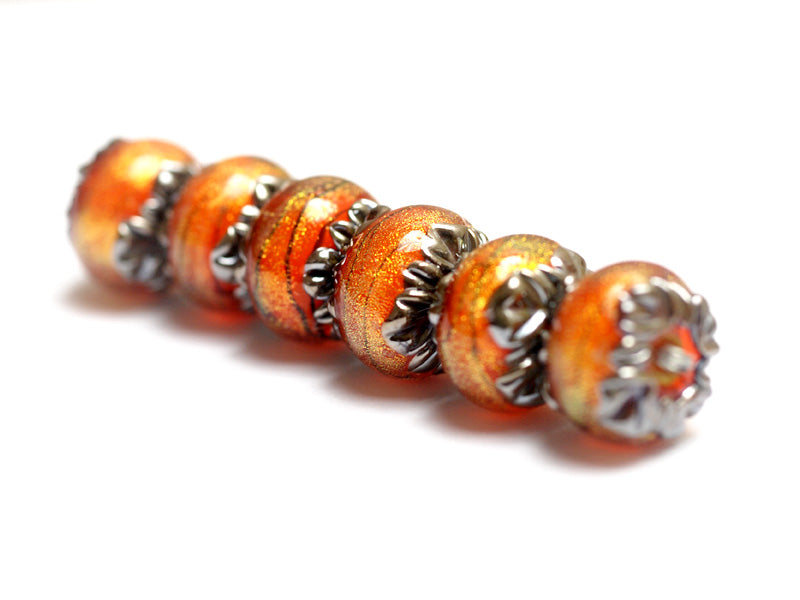 10706821 - Six Bonfire Shimmer Rondelle Beads