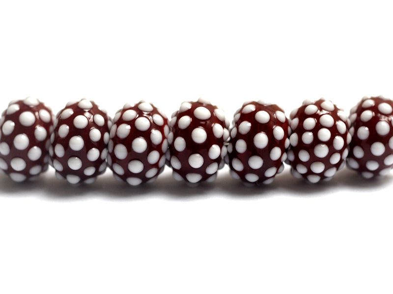 10707101 - Seven Polka Dots on Burgundy Rondelle Beads