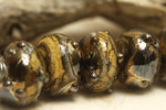10800801 - Seven Black w/Yellow Silver Foil Rondelle Beads