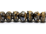 10800801 - Seven Black w/Yellow Silver Foil Rondelle Beads