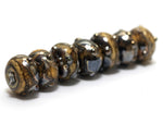 10800801 - Seven Black w/Yellow Silver Foil Rondelle Beads