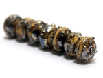 10800801 - Seven Black w/Yellow Silver Foil Rondelle Beads