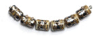 10800803 - Six Black w/Yellow Silver Foil Mini Kalera Beads