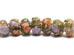 10801001 - Seven Light Pink w/Orange Floral Rondelle Beads