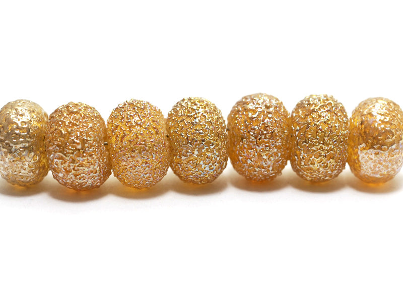 10801201 - Seven Golden Yellow Metallic Rondelle Beads