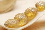 10801212 - Four Golden Yellow Metallic Lentil Beads