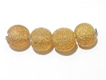 10801212 - Four Golden Yellow Metallic Lentil Beads