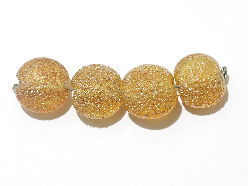 10801212 - Four Golden Yellow Metallic Lentil Beads