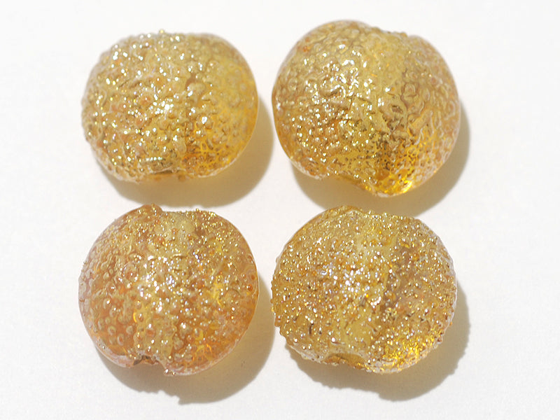 10801212 - Four Golden Yellow Metallic Lentil Beads