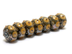 10801301 - Seven Butterscotch w/Metal Dots Rondelle Beads