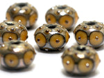 10801301 - Seven Butterscotch w/Metal Dots Rondelle Beads