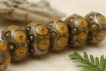 10801321 - Six Butterscotch w/Metal Dots Rondelle Beads
