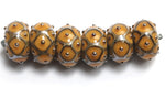 10801321 - Six Butterscotch w/Metal Dots Rondelle Beads