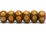 10801321 - Six Butterscotch w/Metal Dots Rondelle Beads