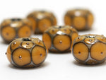 10801321 - Six Butterscotch w/Metal Dots Rondelle Beads