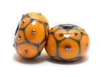 10801601 - Seven Mustard Yellow w/Metal Dots Rondelle Beads