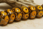10801601 - Seven Mustard Yellow w/Metal Dots Rondelle Beads