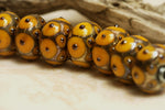 10801601 - Seven Mustard Yellow w/Metal Dots Rondelle Beads