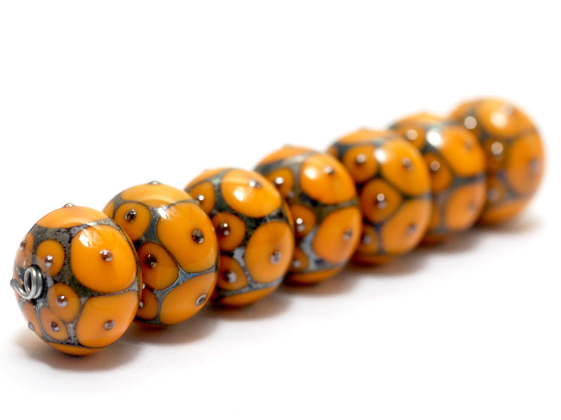 10801601 - Seven Mustard Yellow w/Metal Dots Rondelle Beads