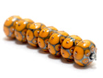 10801601 - Seven Mustard Yellow w/Metal Dots Rondelle Beads