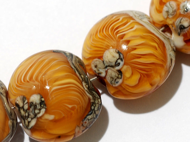10801912 - Four Amber Wave Lentil Beads