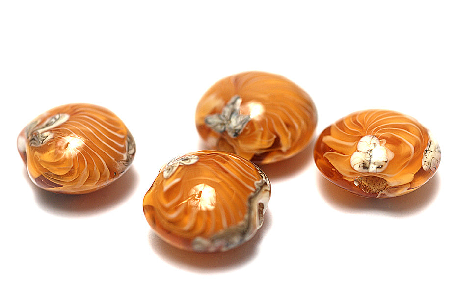 10801912 - Four Amber Wave Lentil Beads