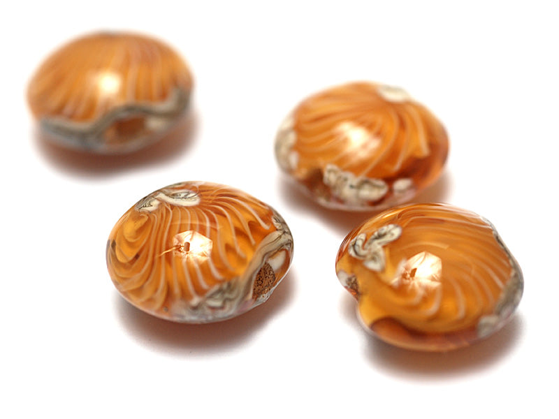 10801912 - Four Amber Wave Lentil Beads