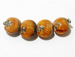 10801912 - Four Amber Wave Lentil Beads