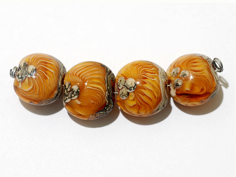 10801912 - Four Amber Wave Lentil Beads