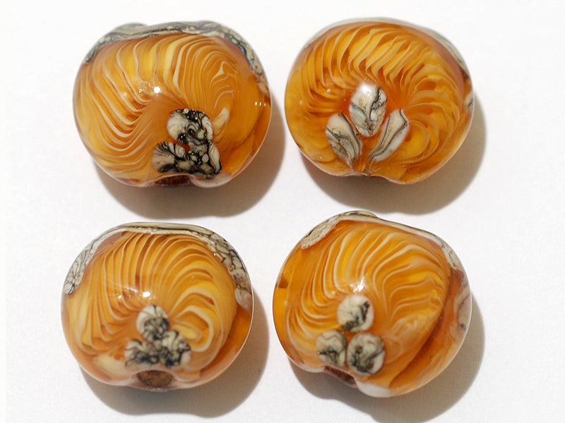 10801912 - Four Amber Wave Lentil Beads