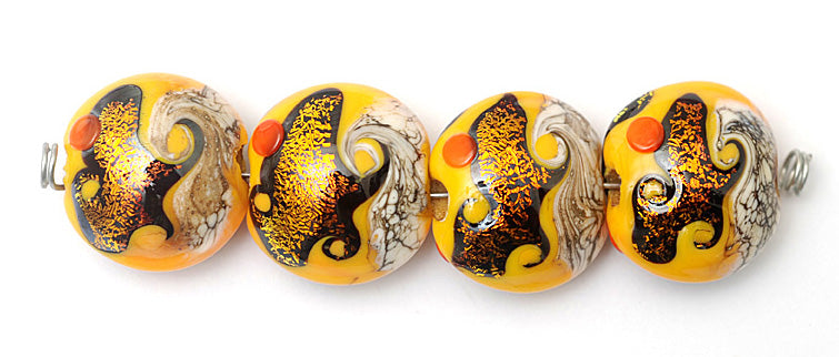 10802012 - Four Summer Sunset Waves Lentil Beads