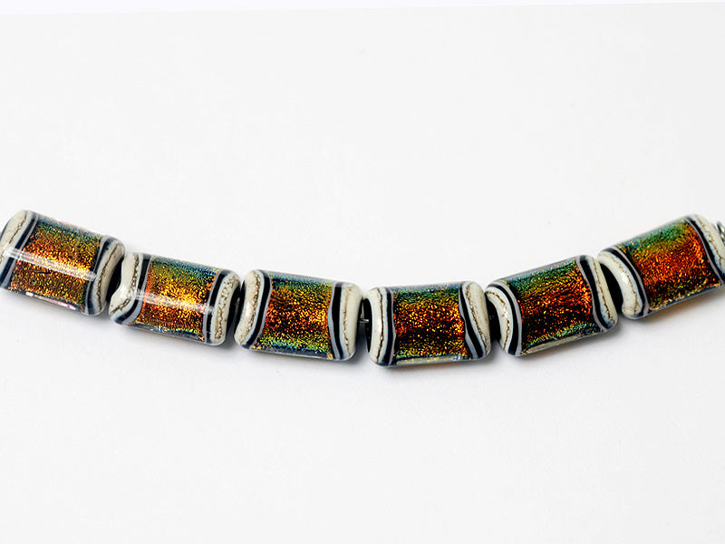 10802303 - Six Marigold Ridge Dichroic Mini Kalera Beads
