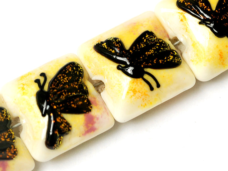 10802414 - Four Yellow Sparkle Garden Butterfly Pillow Beads
