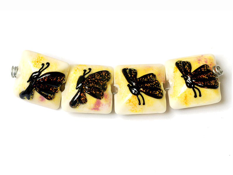 10802414 - Four Yellow Sparkle Garden Butterfly Pillow Beads