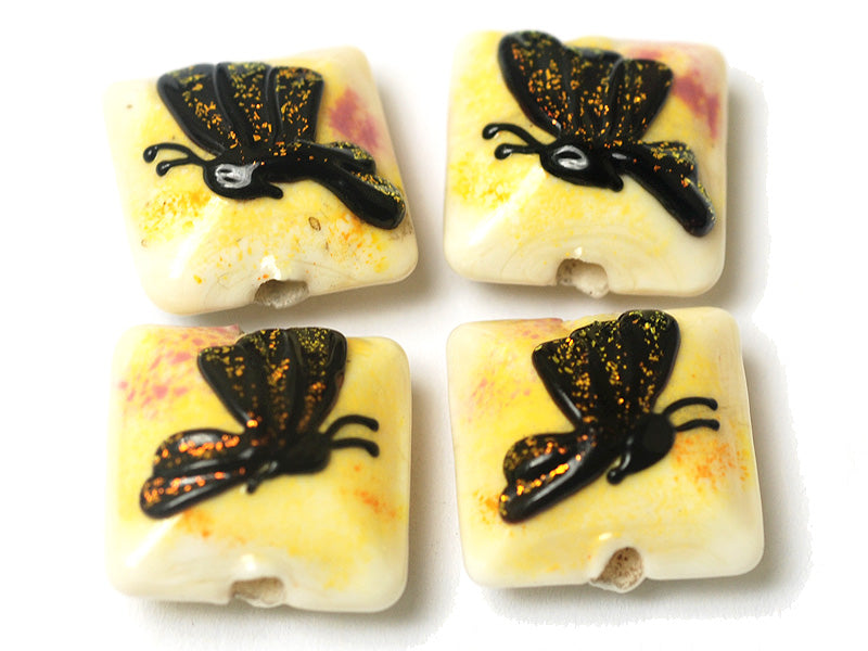 10802414 - Four Yellow Sparkle Garden Butterfly Pillow Beads