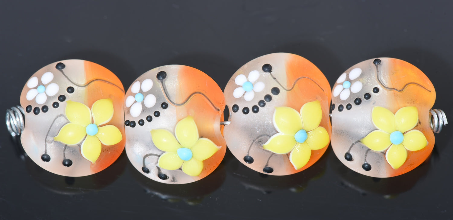 10802812 - Four Sunrise Dew Lentil Beads