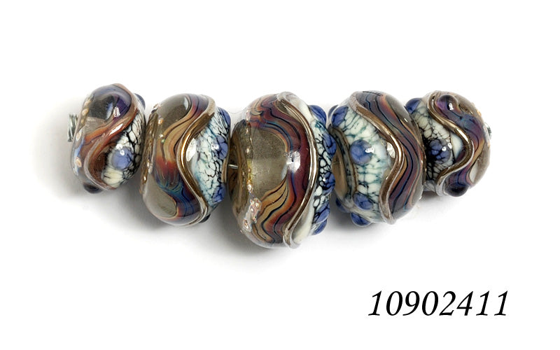 10902411 - Five Graduated Beige & Ivory FreeStyle Rondelle Beads
