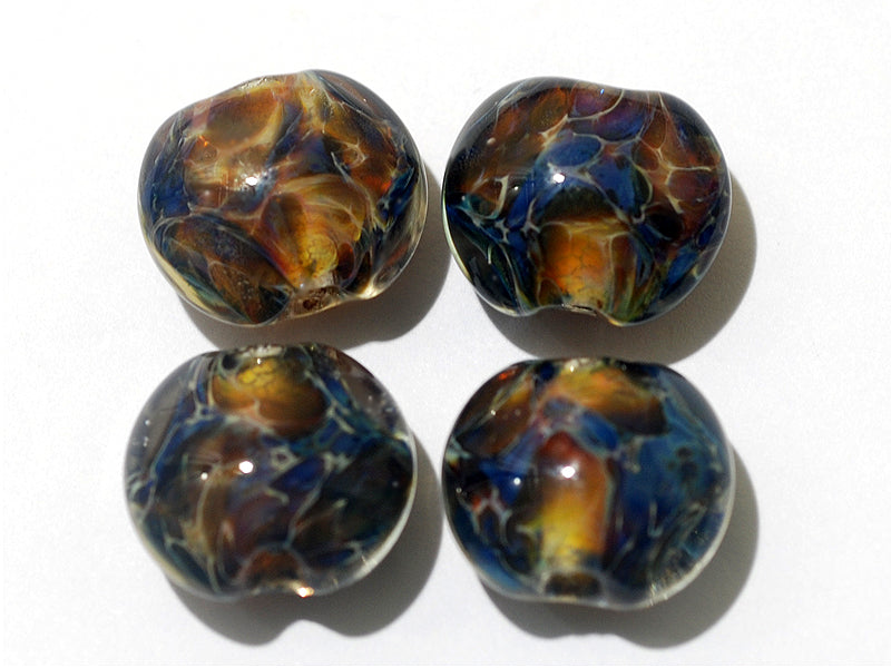 10902512 - Four Multi-color w/Blue & Red Lentil Beads