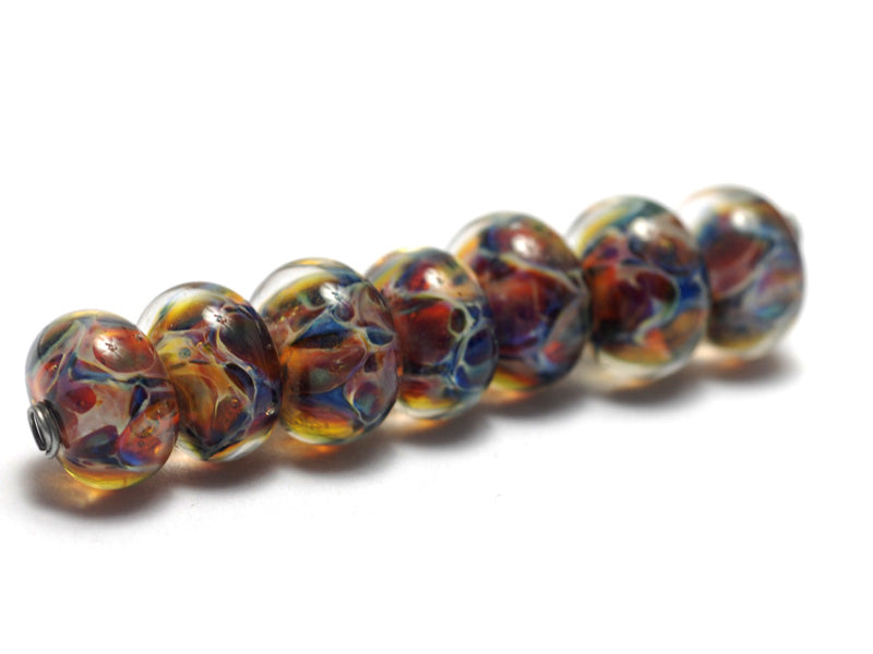 10902601 - Seven Multi-color w/Blue & Red Rondelle Beads