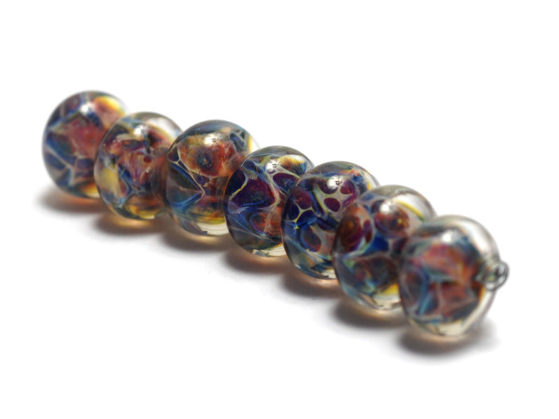 10902601 - Seven Multi-color w/Blue & Red Rondelle Beads