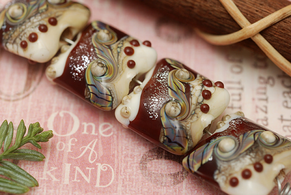 10902814 - Four Dark Cherry Stardust Pillow Beads