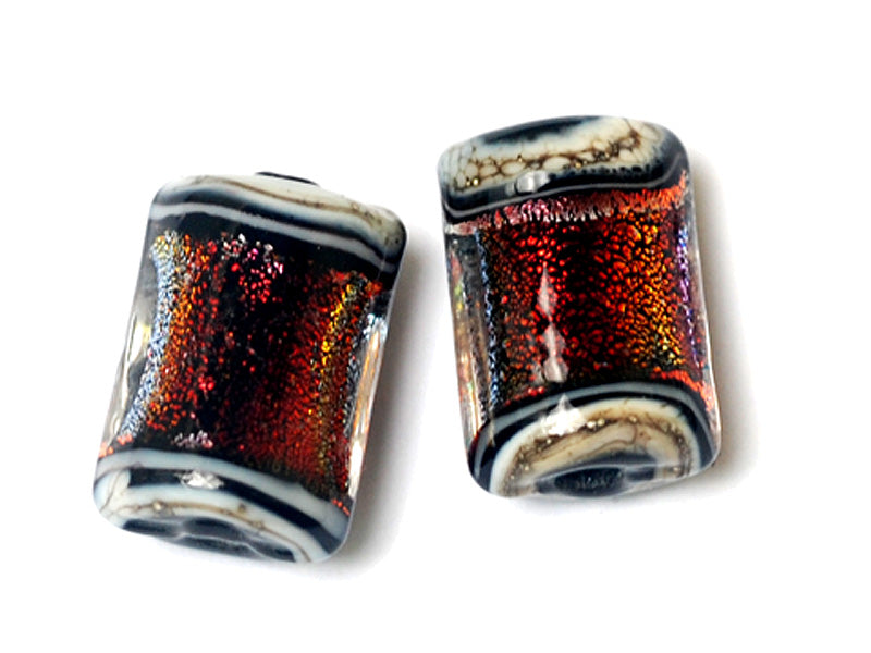 10903003 - Six Hot Lava Dichroic Mini Kalera Beads